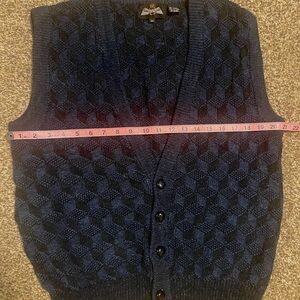 Grandpa Vintage Navy Blue Knit Button-Up Vest RAF Brand